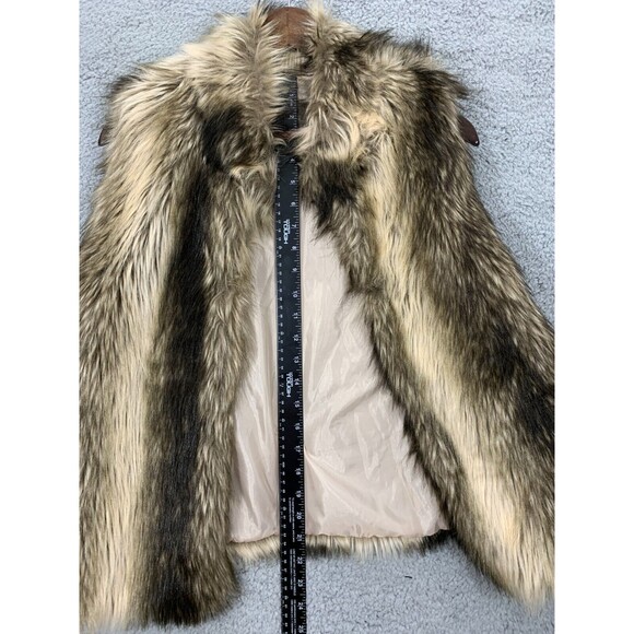 CI SONO by VACATINI L/G Large Faux Fur Vest Brown Beige Cream Tan - Picture 10 of 11